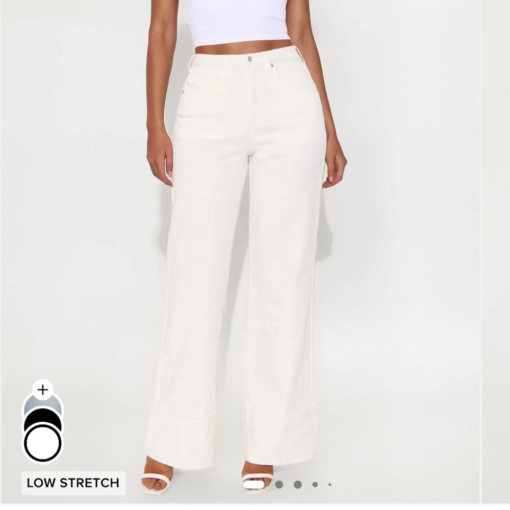 Fashion Nova Cream Flare Jeans